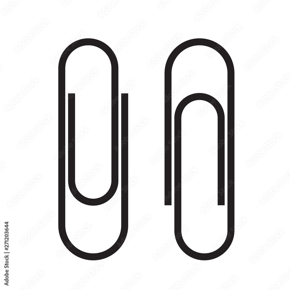 Paper clip attachment. Paperclip black icon. Attach file business document. Vector illustration isolated on white background Paper clip attachment. Paperclip black icon. Attach file business document. Vector illustration isolated on white background