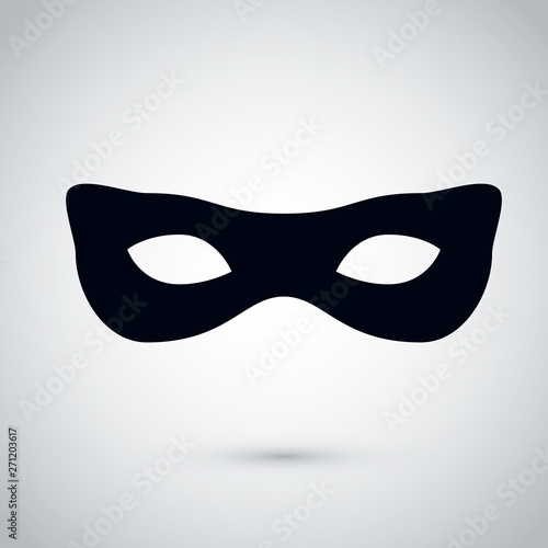 Black female party mask. Festival mask icon. Carnival incognito masque. Vector illustration isolated on white background