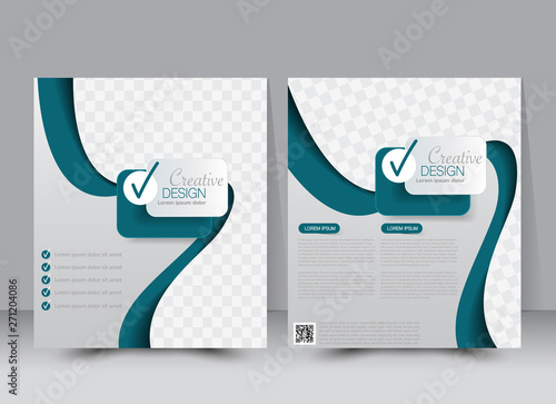 Flyer template. Business brochure. Editable A4 poster for design, education, presentation, website, magazine cover. Blue color.