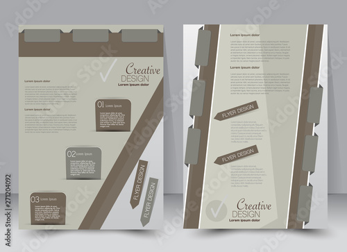 Flyer template. Business brochure. Editable A4 poster for design, education, presentation, website, magazine cover. Brown color.