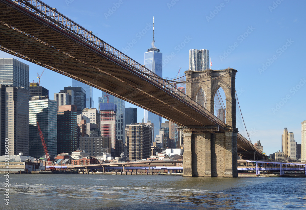 Brooklyn Bridge at sunny day.