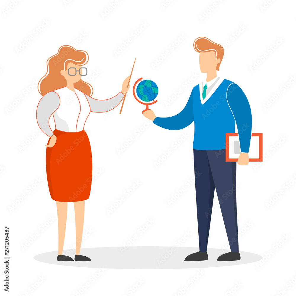 Teacher couple. Female and male character, education Teacher couple. Female and male character, education