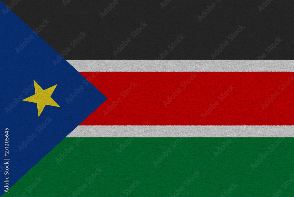 South Sudan flag painted on paper