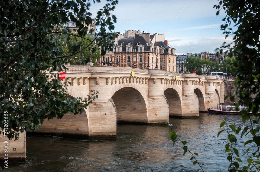 The famous Pont Neuf and the river Seine in Paris