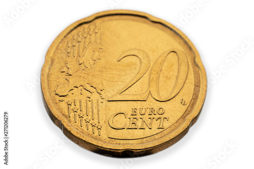 Wallpaper Mural close up of a used 20 Cent Euro coin Torontodigital.ca