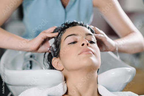 Washing hair in hair salon