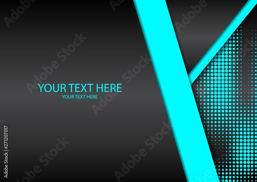 Bright halftone dots and colored inclined ribbons stripes on a dark background. Luxury poster background template.