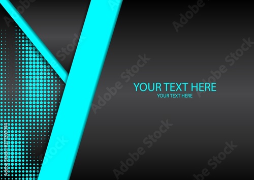 Bright halftone dots and colored inclined ribbons stripes on a dark background. Luxury poster background template.