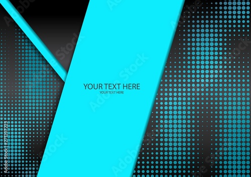 Bright halftone dots and colored inclined ribbons stripes on a dark background. Luxury poster background template.