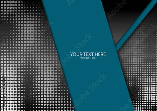 Bright halftone dots and colored inclined ribbons stripes on a dark background. Luxury poster background template.