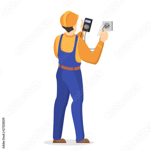 Electricity works. Professional worker in the uniform