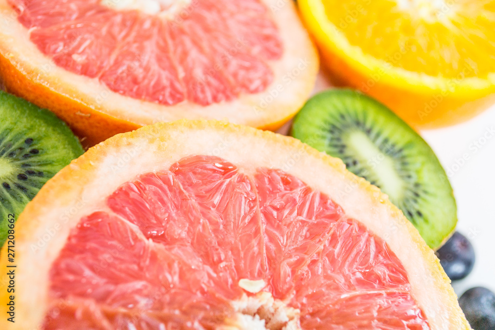 Colorful and fresh fruits on whitebackground