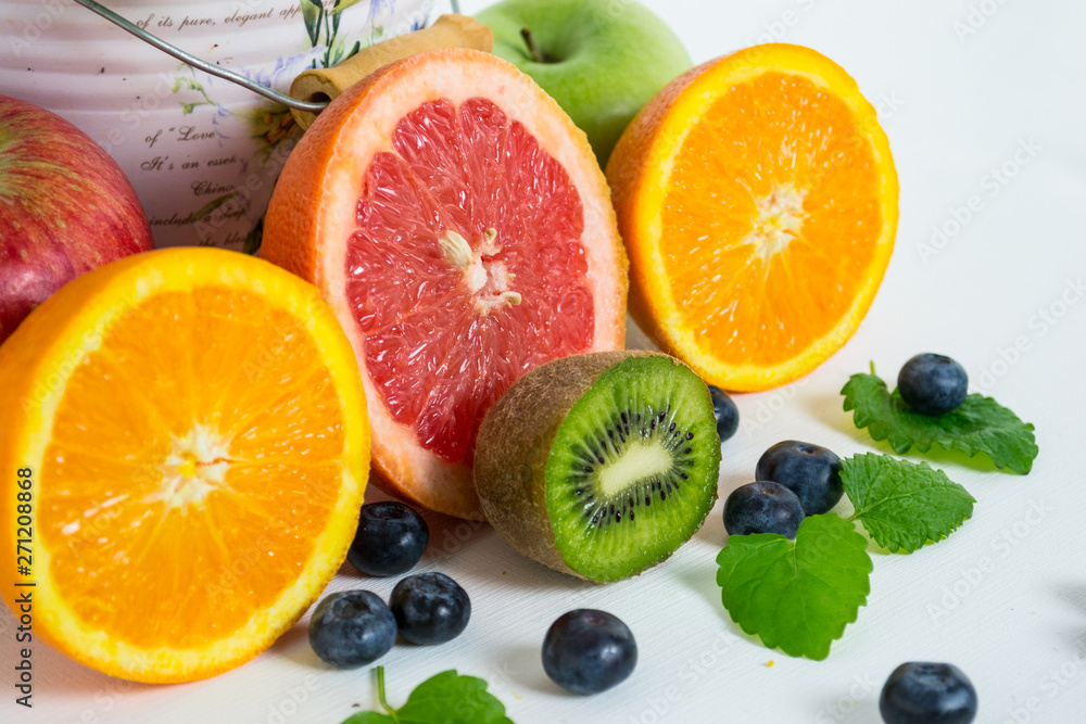 Colorful and fresh fruits on whitebackground Colorful and fresh fruits on whitebackground