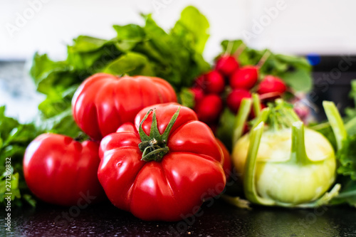 Colorful  fresh vegetables on table