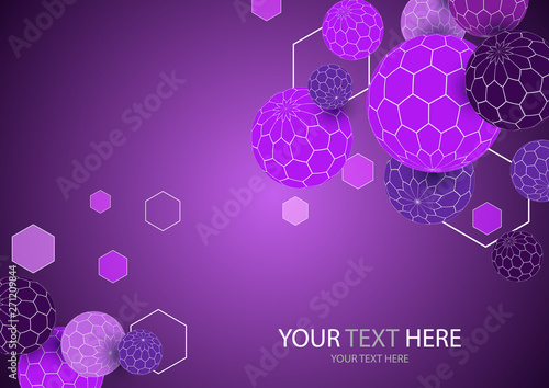 Bright geometric 3d sphere shape hexagon texture background.