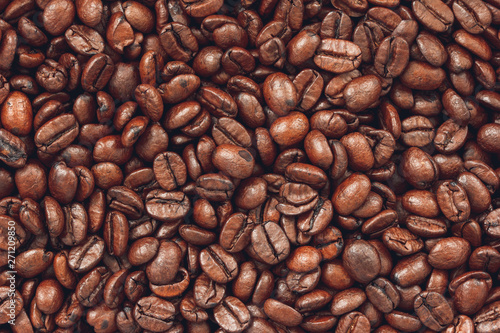 Macro photo of roasted coffee beans background