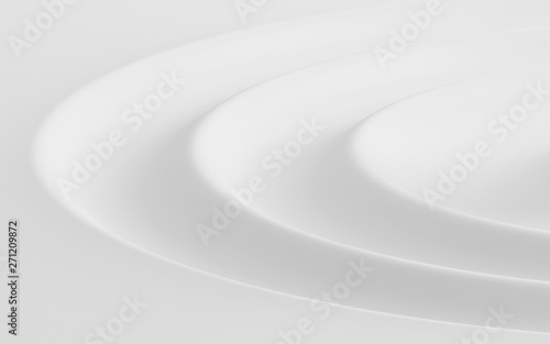 Abstract of water ripple shape, White background with free form of soft wave, 3D rendering