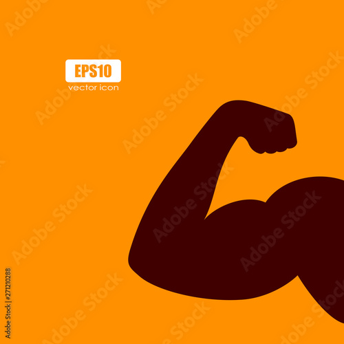 Male hand with biceps vector silhouette