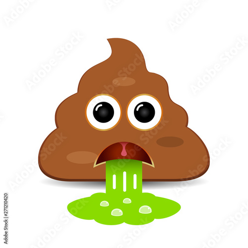 Vomiting poo emoji vector cartoon