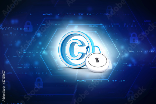 3d illustration copyright symbol in technology background, Copyright Protection concept