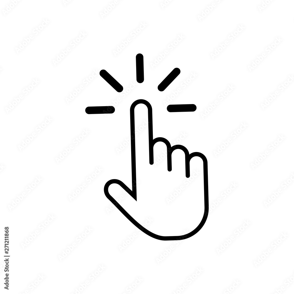 Hand cursor icon click. Hand click icon. Finger pointer isolated vector Hand cursor icon click. Hand click icon. Finger pointer isolated vector