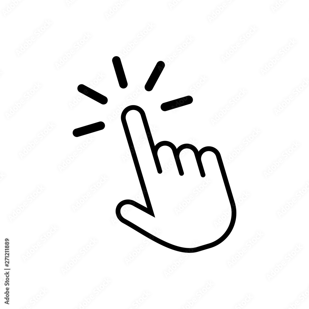 Hand cursor icon click. Hand click icon. Finger pointer isolated vector Hand cursor icon click. Hand click icon. Finger pointer isolated vector