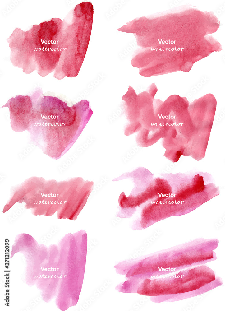 Fototapeta premium Set of watercolor stain banners. Watercolor splash. Colorful watercolor vector blots on white background