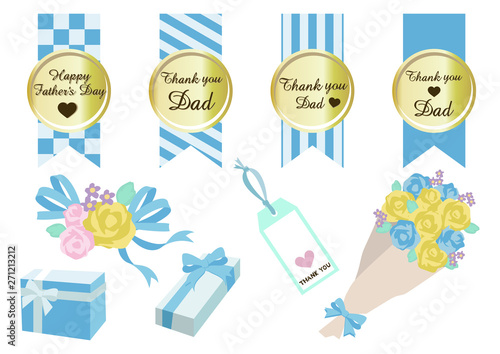 父の日のデザイン素材。父の日のステッカー。デザイン素材集。