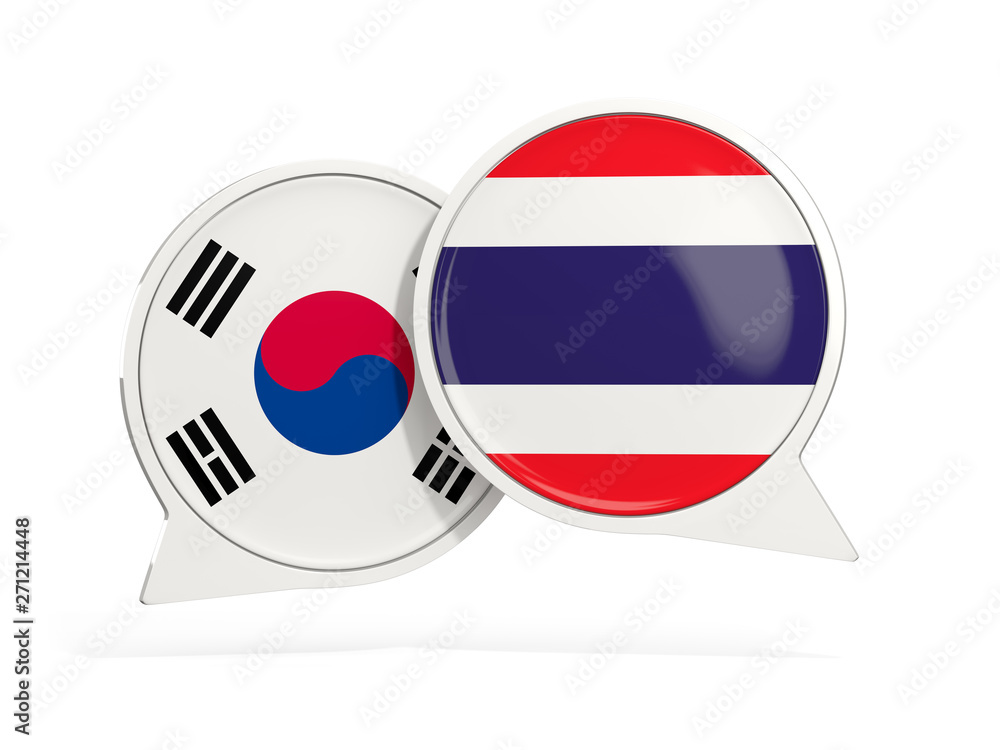 Flags of South Korea and thailand inside chat bubbles Flags of South Korea and thailand inside chat bubbles