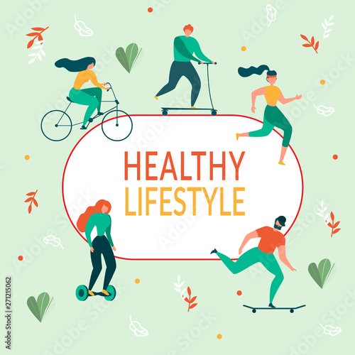 Cartoon People Healthy Lifestyle Outdoors Activity