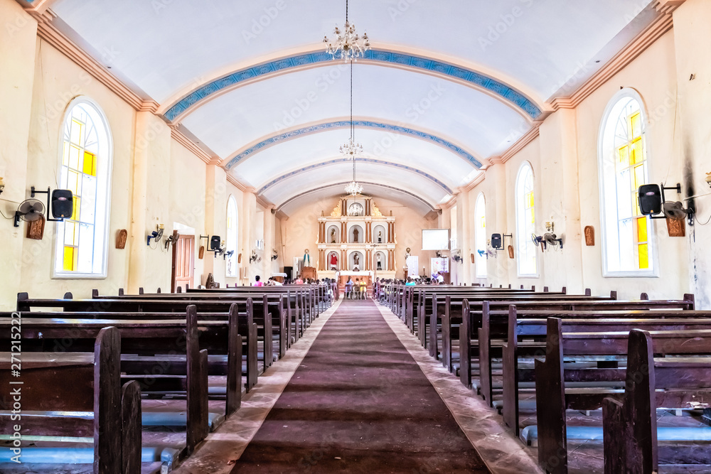 interior of catholic church, Capul islands, Philippines