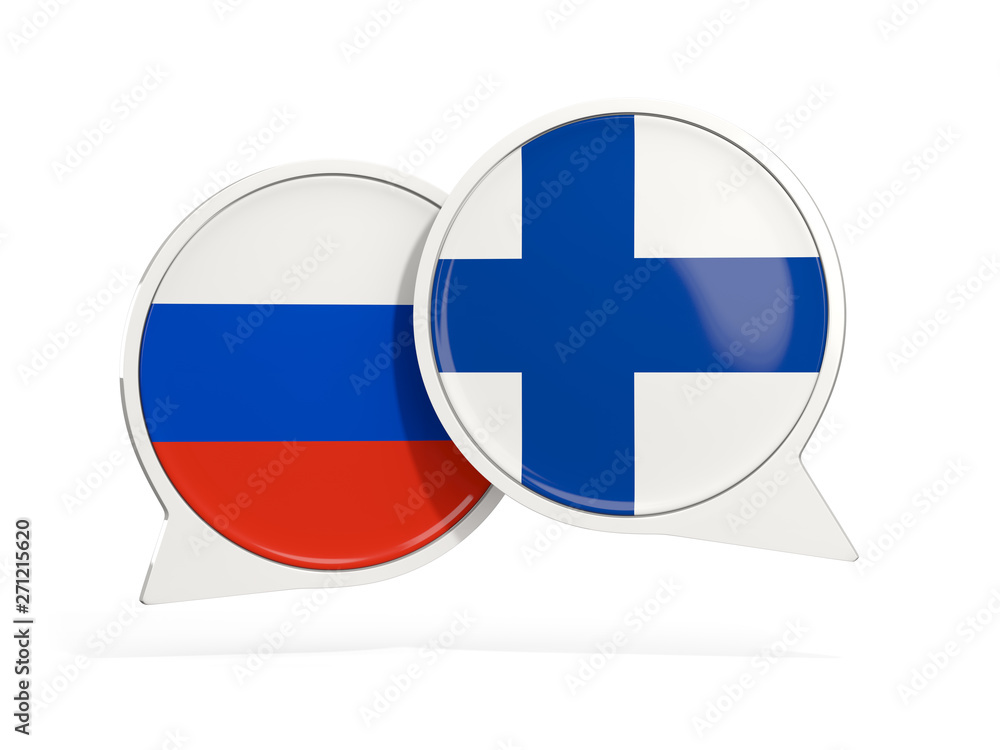 Flags of Russia and finland inside chat bubbles Flags of Russia and finland inside chat bubbles