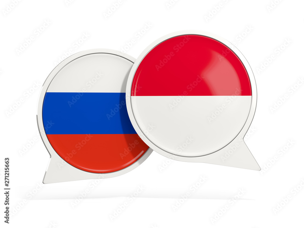 Flags of Russia and indonesia inside chat bubbles Flags of Russia and indonesia inside chat bubbles