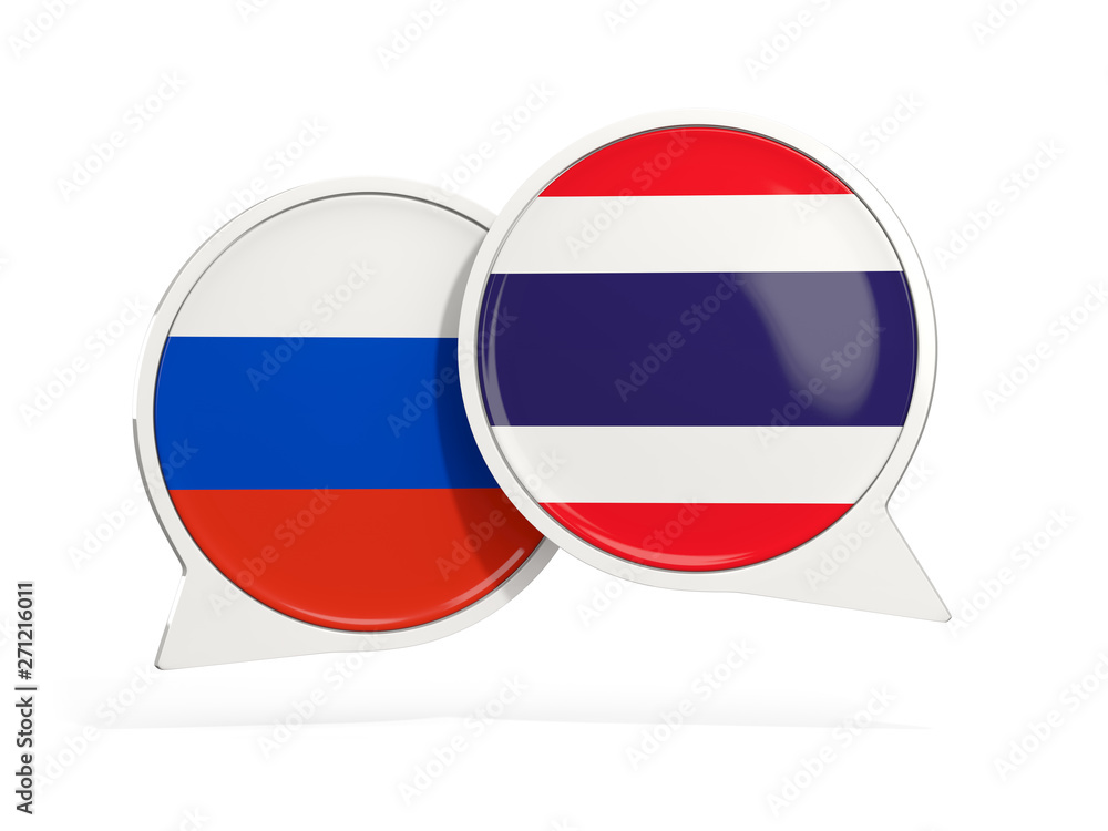 Flags of Russia and thailand inside chat bubbles Flags of Russia and thailand inside chat bubbles