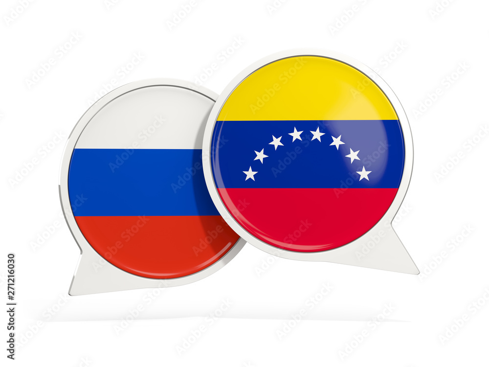 Flags of Russia and venezuela inside chat bubbles Flags of Russia and venezuela inside chat bubbles