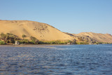 The desert with the shore of the Nile close to Aswan