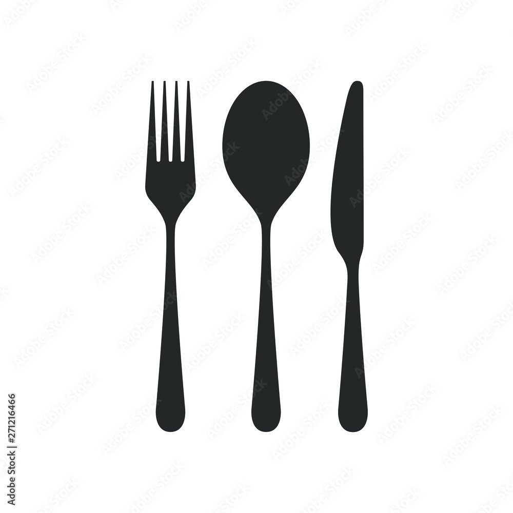 Cutlery icon. Restaurant signs. Spoon, fork and knife isolated icons on white background. Cutlery symbols. Vector illustration Cutlery icon. Restaurant signs. Spoon, fork and knife isolated icons on white background. Cutlery symbols. Vector illustration