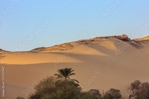 Desert sand dunes in a low evening sun near Jazirat Salujah close to Aswan photo