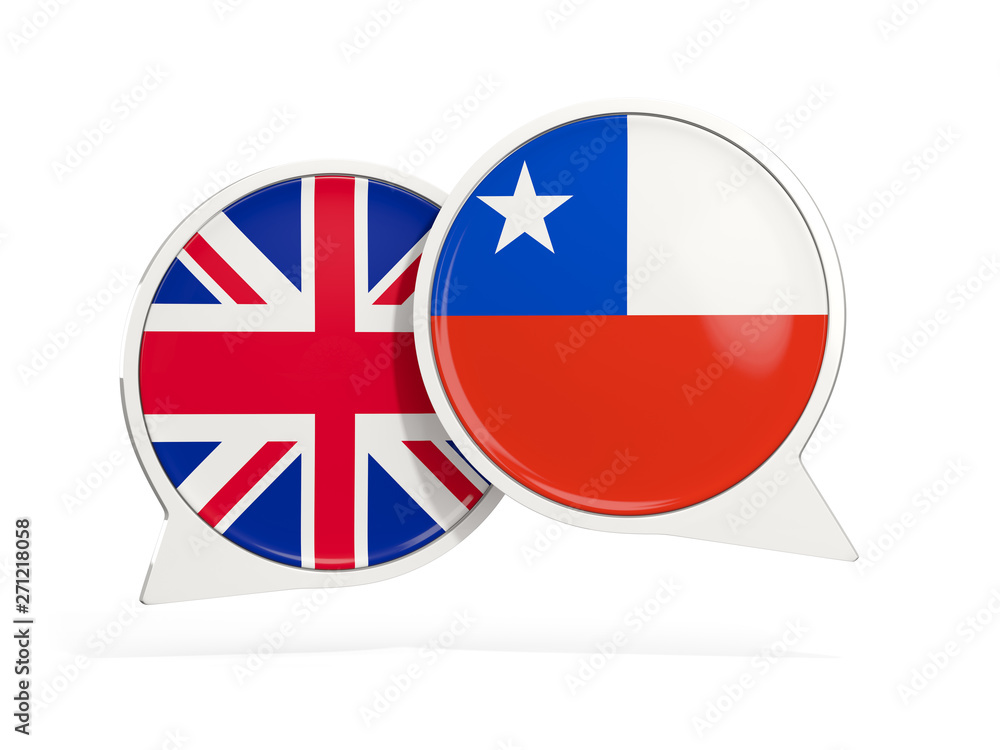 Obraz premium Flags of UK and chile inside chat bubbles
