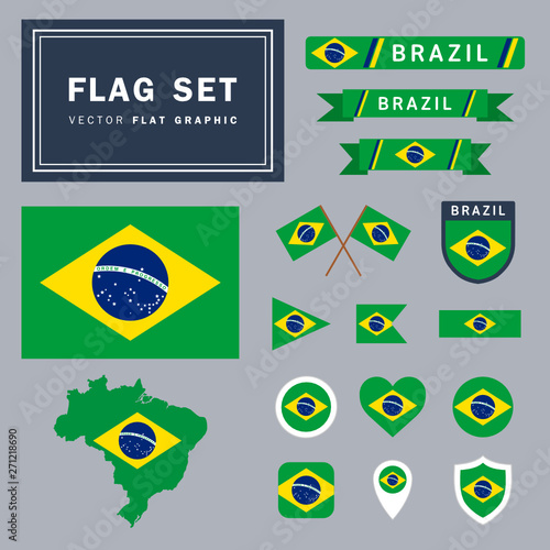 Vector collection of many Brazil flag related illustrations with different shapes for many uses
