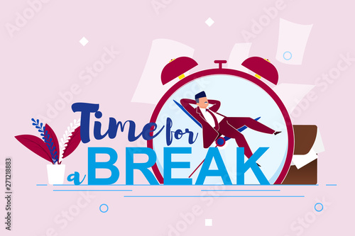Vector Illustration Inscription Time for Break.
