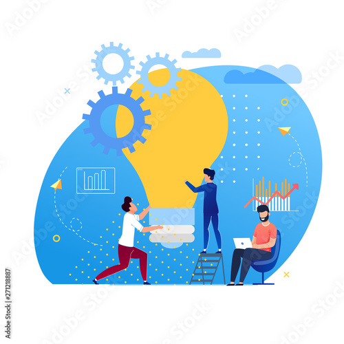 Office Situation Support for Ideas Cartoon Flat.