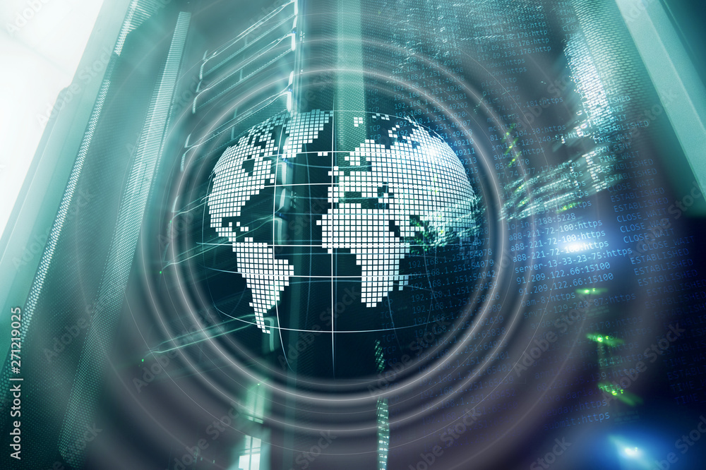 Fototapeta premium Planet Earth Hologram Globe Global communication World Wide Business concept.