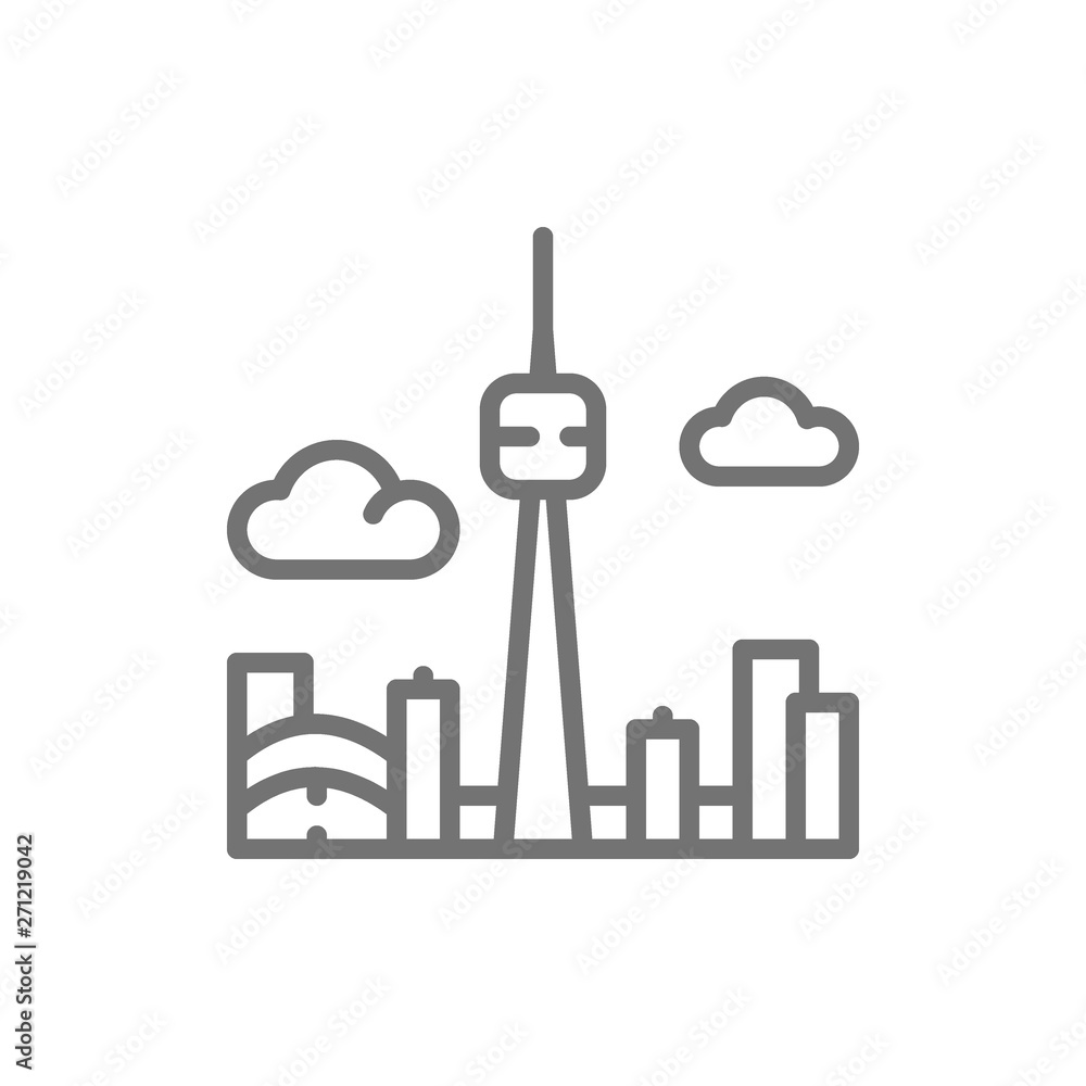 Toronto Canada city silhouette line icon. Toronto Canada city silhouette line icon.