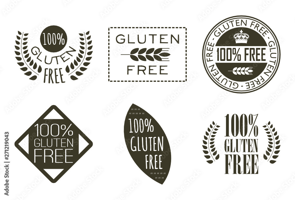 Obraz premium Handmade high quality vector set of six gluten free badges and labels 