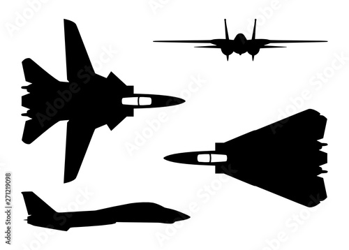 Vector illustration silhouette of the multirole aircraft f-14 tomcat isolated on white background photo