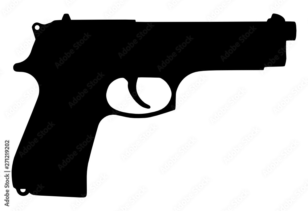 Vector illustration of automatic gun silhouette isolated on white ...