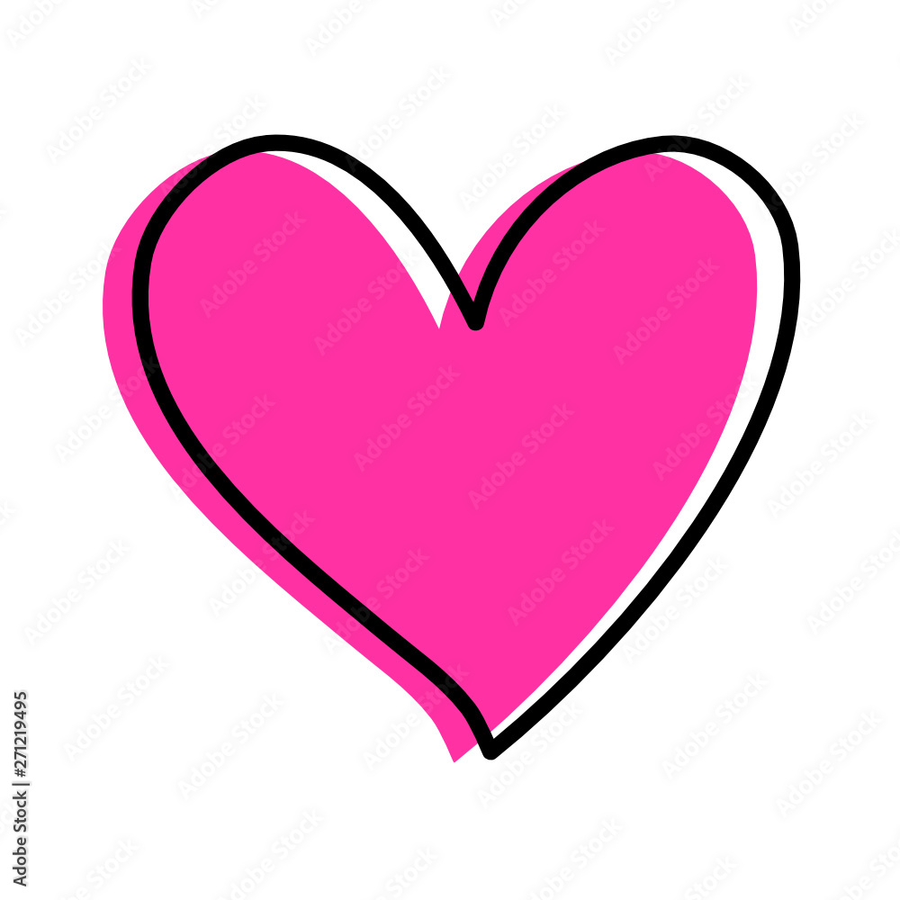 Vector hand drawn cartoon style illustration of a beautiful pink heart isolated on white backgrund Vector hand drawn cartoon style illustration of a beautiful pink heart isolated on white backgrund