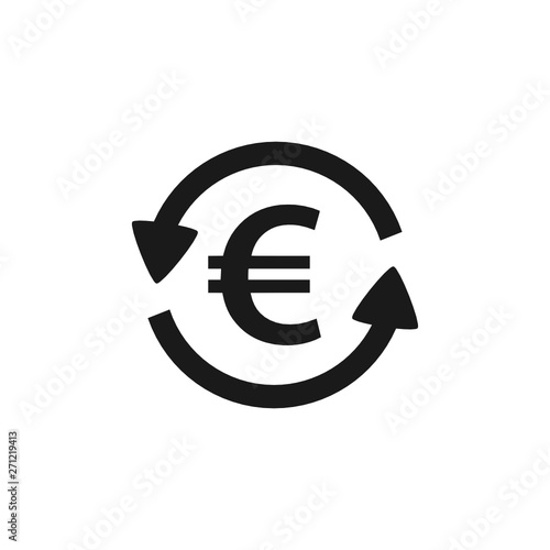 Vector illustration of two round arrows turning around the Euro sign - money stock exchange concept representation