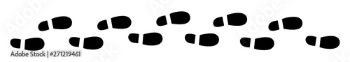 Vector illustration of shoes steps silhouette prints making a path on the ground - isolated on white background